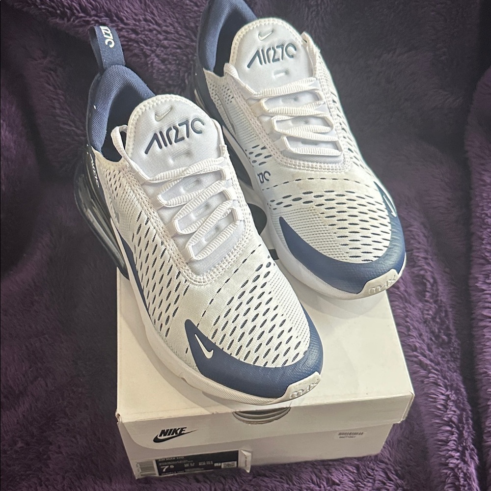 Nike Air Max 270 White and Navy Men's Sneakers